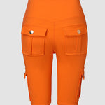 Tummy Control Butt Lifting Active Shorts High Waist Flap Pocket Workout Bermuda Cargo Running Shorts