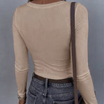 Women's Square Neck Long Sleeve Top Rhinestone Ribbed Knit Shirt Slim Fit Casual Sparkly Tee