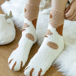 1Pair Fluffy Cozy Animal Stripe Fuzzy Socks