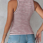 Women's Striped Racerback Tank Top Slim Fit Ribbed Sleeveless Top with Built in Bra