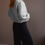 Women's Two-Way Zipper Front Stretchy Hem Coat Stand Collar Drop Shoulder Sweatshirt with Pockets