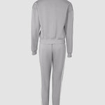 3 Pieces Outfit Snap Buttons Front Coat and Elastic Waist Seam Front Stretchy Cuffs Pants Set with Tank Top Casual Contrast Side Striped Tracksuit