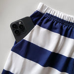 2 Pieces Outfit Anchor Pattern Short Sleeve Top and Striped Elastic Waist Pants Set Casual Pajamas Set