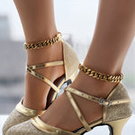 Glitter Cross Strap Buckled Latin Dance Pumps