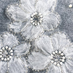 Floral Applique & Pearls Decor Round Neck Single Breasted Knit Cardigan Casual Crop Sweater Coat