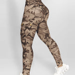 Camouflage Print High Waist Skinny Leggings with Cargo Flap Pockets Casual Pants