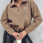 Stand Collar Zipper Design Casual Sweatshirt