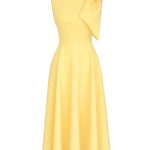 Women's Bowknot A Line Midi Dress Sleeveless Crewneck High Waist Party Dress Elegant Evening Gown