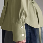 Turn-down Collar Long Sleeve Button Front Blouse Casual Back Criss Cross Tied Detail Fishtail Shirt