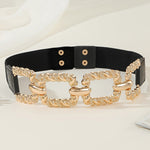 Chain Decor Buttoned Waist Belt Fashion Elastic Stretch Dress Belt Waistband