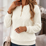 Women's Half-Zip Argyle Pattern Long Sleeve Sweatshirt Casual Top