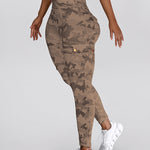 Camouflage Print High Waist Skinny Leggings with Cargo Flap Pockets Casual Pants