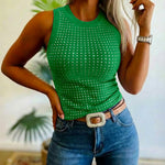 3 Pack Women's Rhinestone Sleeveless Ribbed Fitted Tank Tops