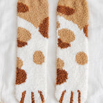 1Pair Fluffy Cozy Animal Stripe Fuzzy Socks
