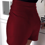 High Waist PU Leather Buckled Skorts