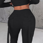 Drawstring Slit Pocket Design Sweatpants