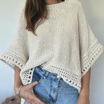 Solid Batwing Sleeve Hollow Out Crochet Pattern Top Casual Cover Up