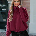 Stand Collar Zipper Design Casual Sweatshirt