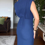 Round Neck Sleeveless Waist Ruched Slit Dress