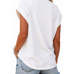 Women's Parrot Graphic Tee Loose Crewneck Cuffed Cap Sleeve T-Shirt Casual Top
