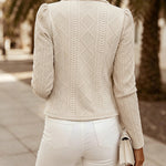 Women's Shawl Collar Crop Jacket Argyle Cable Knit Textured Slim Fit Short Blazer Elegant Single Breasted Work Outwear