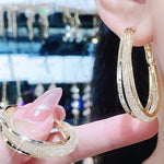Hollow Out Oval Earrings U Shaped Hoops Earring