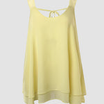 U-Neck Thick Strap Tank Contrast Lace Tied Detail Top