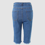 Women's Y2K Rhinestone Pearl Denim Bermuda Shorts Ripped Raw Hem Distressed Colorful Embellished Jean Shorts