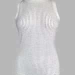 Rhinestone Decor O-neck Sleeveless Knit Tee Slim Fit Tank Top