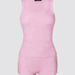2PCS Micro-Ribbed U-Neck Tank Top & Boxer Set Cozy Loungewear