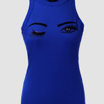 Eyelash Print Casual Tank Top