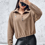 Stand Collar Zipper Design Casual Sweatshirt