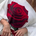 Rose Print Lantern Sleeve Top & Wide Leg Pants Set