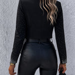 Women's Sparkly Rhinestone Cropped Blazer Open Front Lapel Party Jacket