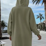 Long Sleeve Kangaroo Pocket Design Zipper Side Pullover Sweatshirt Casual Faux Two Piece Side Slit Longline Drawstring Hoodie Top