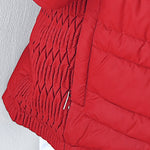 Zipper Pocket Design Shirred Fuzzy Trim Fleece Lined Hooded Puffer Jacket