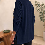 Women's Side Button Detail High-Low Split Hem Loose Tee Drop Shoulder Casual Top