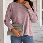 Women's Criss Cross Hollow-out Loose Top Drop Shoulder Long Sleeve Pullover