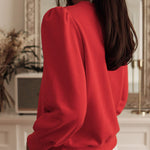 Round Neck Long Sleeve Button Decor Sweatshirt