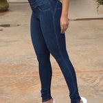 Front Button Zipper Fly High Waist Butt Lifting Skinny Denim Jeans Casual Pants