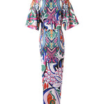 Women's Sexy Deep V Neck Abstract Print Maxi Dress Drawstring Ruched Front Slit Half Sleeve Bodycon Dress