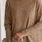 Women's Long Sleeve Knit Top Backless Twist Lace Panel Casual Tee