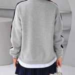 Women's Leopard Flocking Graphic Sweatshirt Crewneck Long Sleeve Pullover Casual Contrast Stripe Top