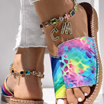 Zebra Stripe Leopard Pattern Toe Post Slippers