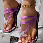 Butterfly Pattern Rhinestone Toe Post Flip Flops