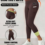 Winter Warm High Waisted Workout Athletic Leggings Tummy Control Butt Lifting Ultra Soft Thermal Lined Yoga Pants Women's Sportswear with Stacked Slit Pockets On Side