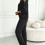 Women's 2 Piece Sweatsuit Set Mock Neck Zip Sweatshirt and High Waisted Straight Leg Sweatpants Casual Loungewear