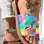 Zebra Stripe Leopard Pattern Toe Post Slippers