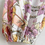 2 Pieces Outfit Floral Placement Print Stand Collar Button Button Front Lantern Sleeve Top and Casual Elastic Back Waist Shorts Set with Belt
