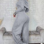 2 Pieces Outfit Button Decor Foldover Off Shoulder Slim Fit Top and Elastic Waist Wide Leg Pants Set Casual Ribbed Set